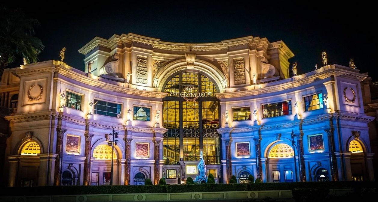 Accesslaunchpoint venue facade illuminated at night
