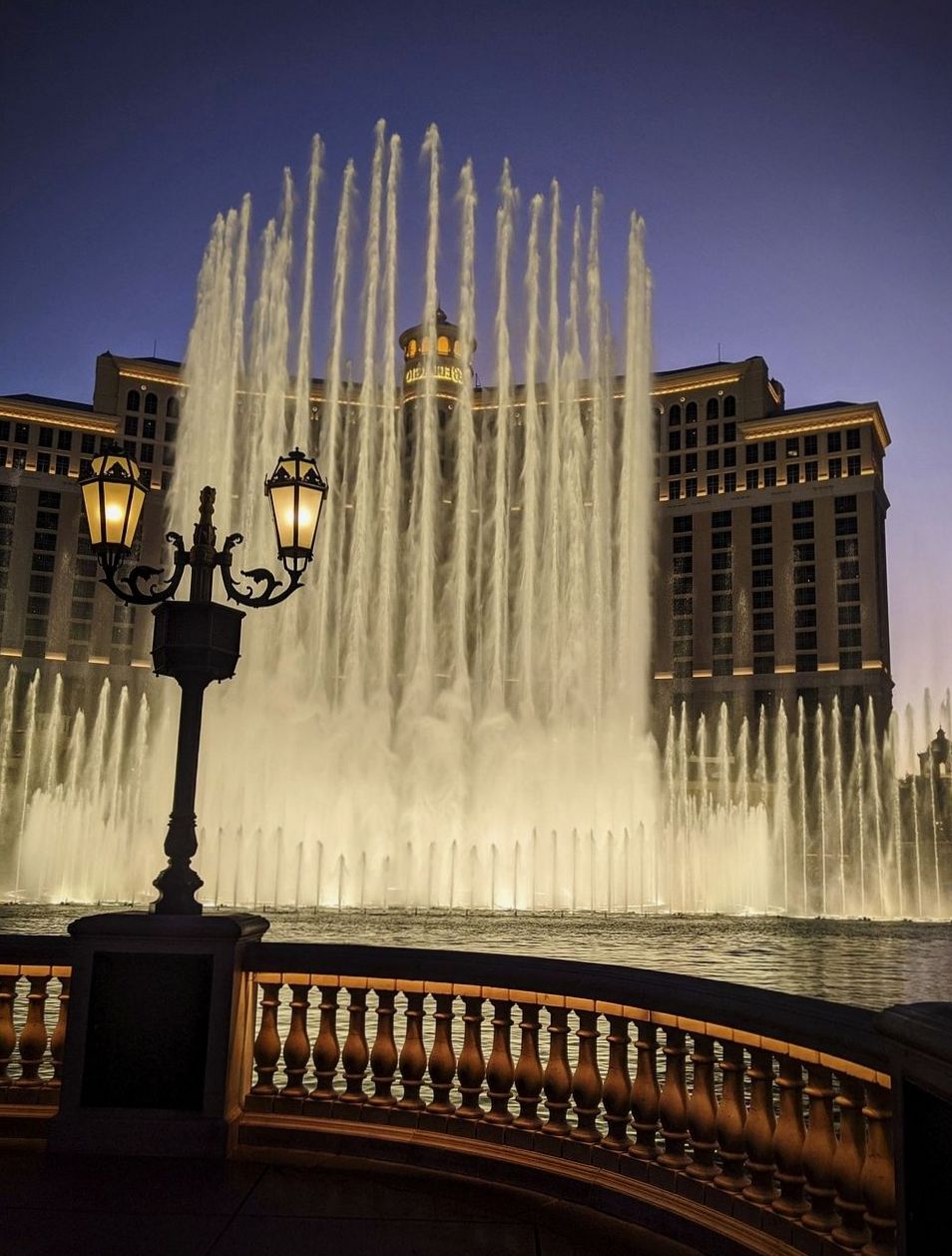 Evening atmosphere and fountain show near the venue district